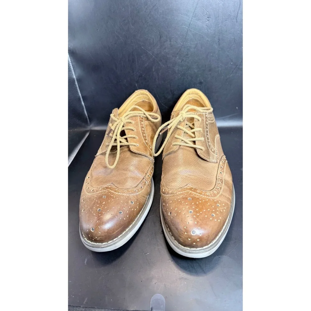 Baronero New York Mens‎ Wingtip Derby Shoes Tan Brown Brogue Size 12 Excellent